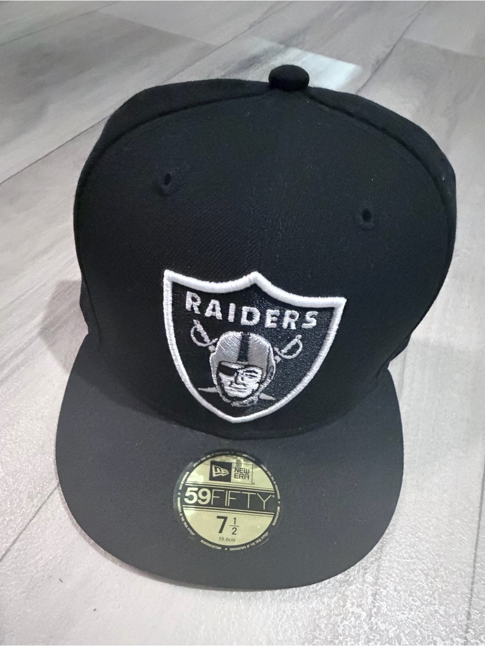 9fifty Raiders Black Fitted Hat with White Logo